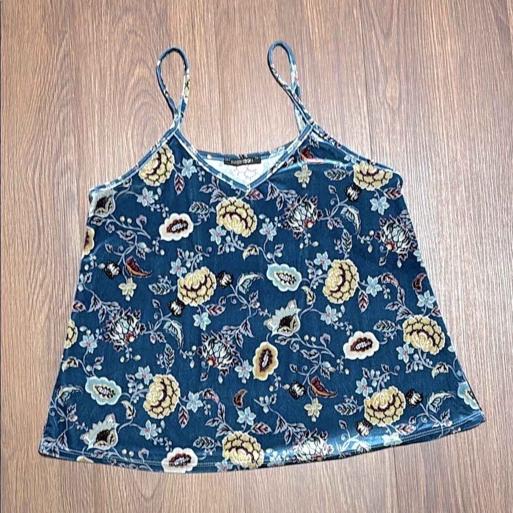 Papermoon Velvet Floral Tank Top Y2K Size: Large